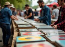 Vinili in esposizione alla mostra mercato di Daste