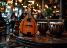 Artista che suona strumenti tradizionali arabi