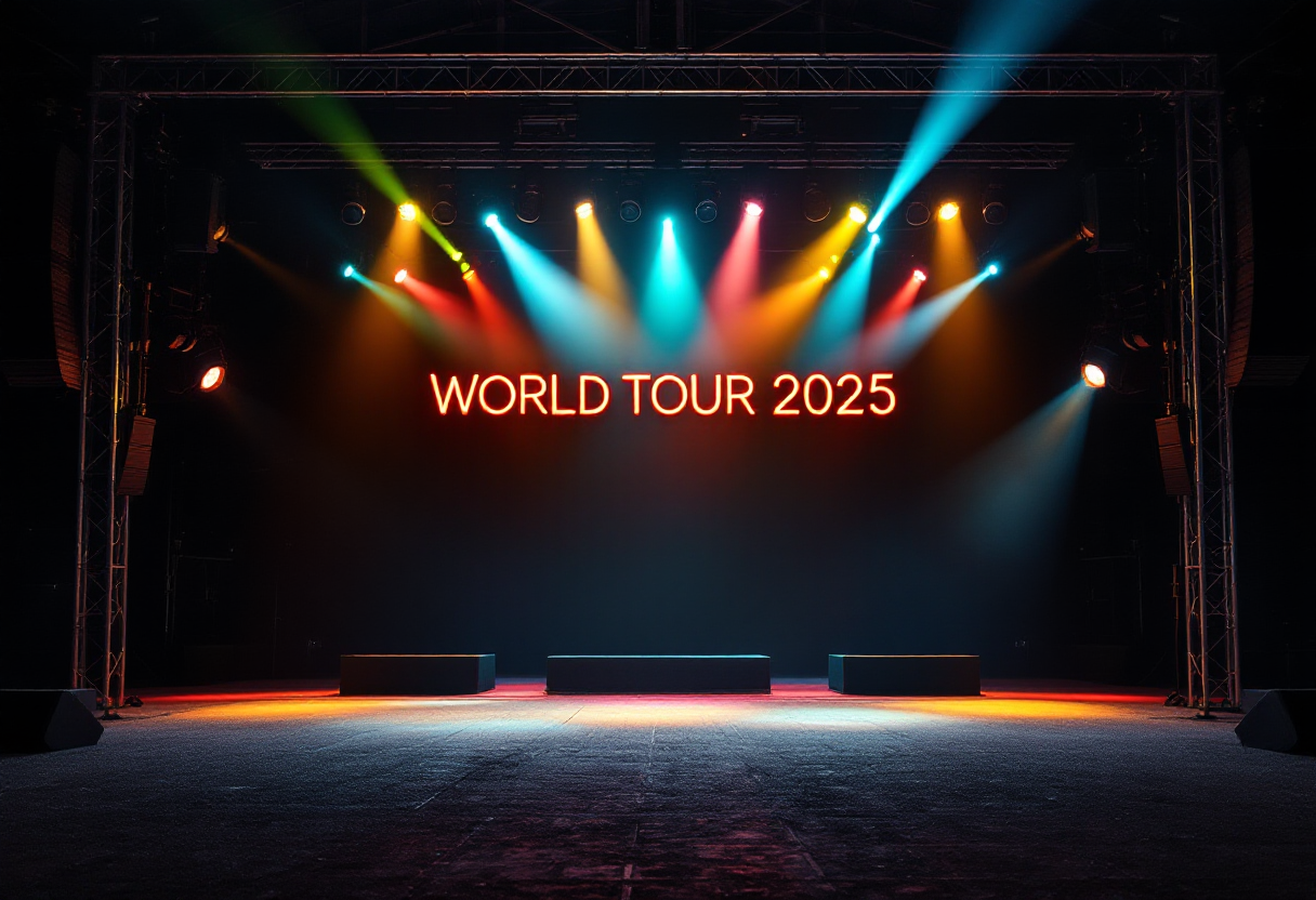 Damiano David durante l'annuncio del World Tour 2025