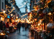 Firenze durante il Natale con luci e decorazioni festive