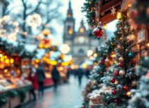 Mercatini di Natale in Italia con decorazioni festive