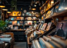 Un vinile che gira su un giradischi vintage