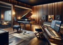 Rappresentazione dell'AI che crea musica nel 2024