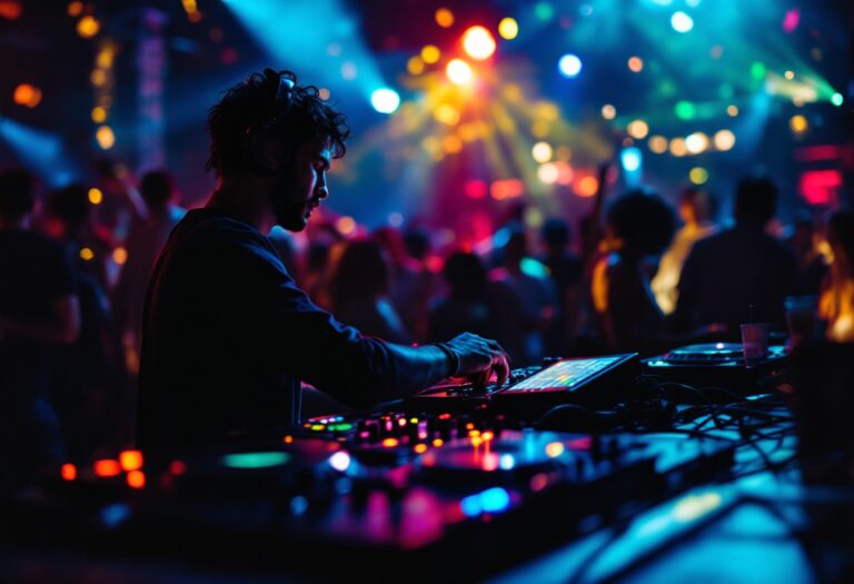 DJ che suona musica dal vivo a una festa