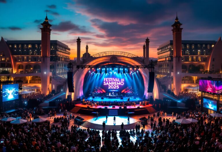 Immagine del festival di Sanremo con artisti sul palco