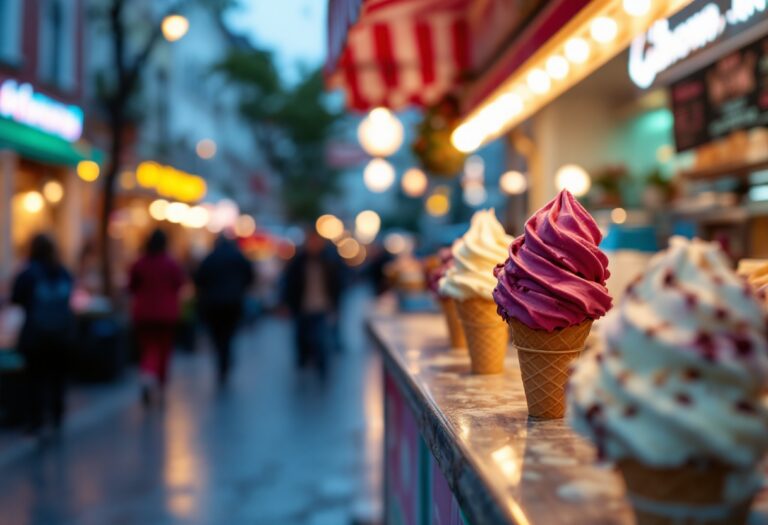Immagine del Festival di Sanremo con gelato in primo piano