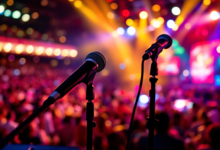 Immagine del festival di Sanremo con artisti sul palco