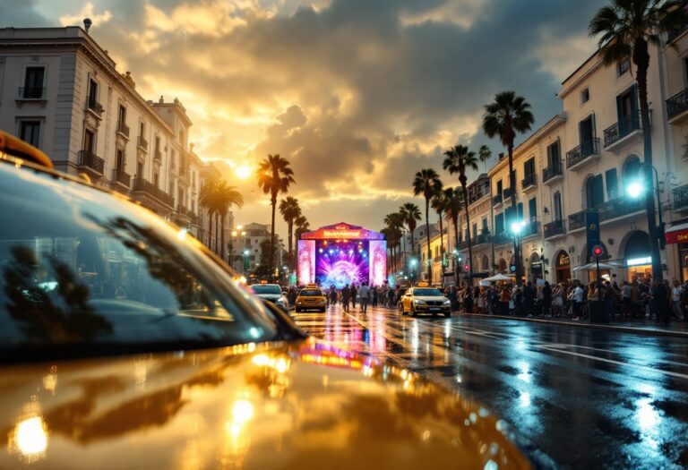 Tassista osserva il Festival di Sanremo con entusiasmo