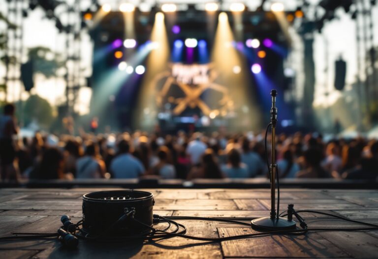 Immagine del palco di Sanremo 2025 con artisti e moda