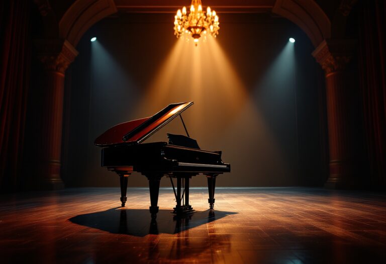 Stefano Bollani mentre suona il pianoforte sul palco