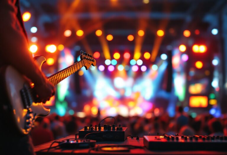 Gigi D'Alessio durante un concerto estivo in Italia