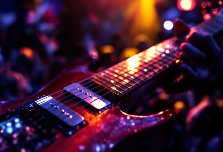 Jimi Hendrix che suona la chitarra sul palco