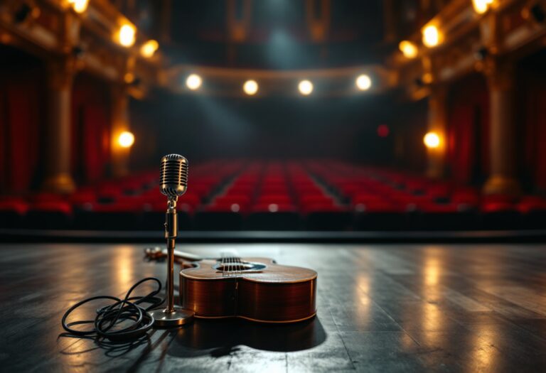 Omar Pedrini mentre suona la chitarra sul palco