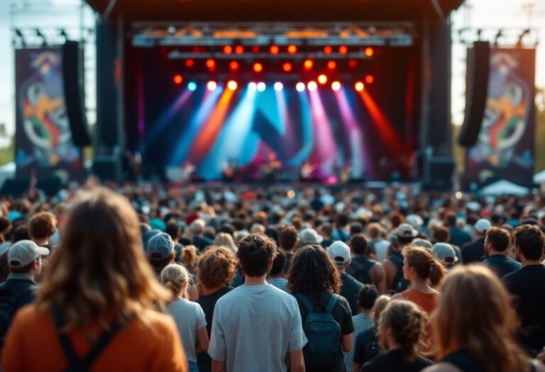 Immagine del festival Coachella con pubblico e artisti