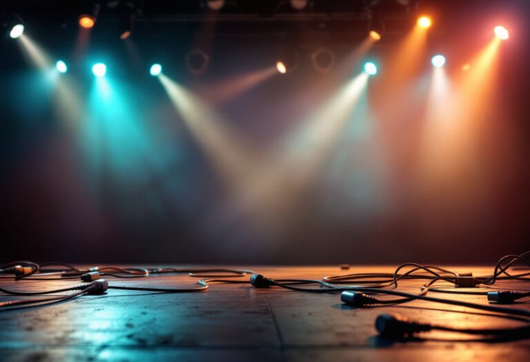 Sangiovanni esibizione con luci allo xeno nel talent Amici