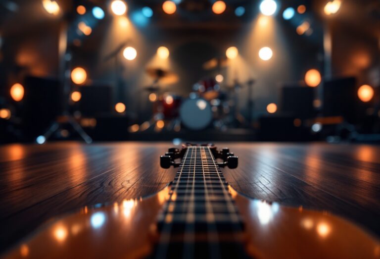 Musicisti in una band che suonano insieme sul palco
