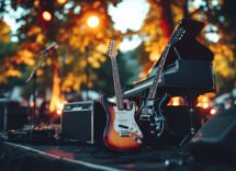 Immagine evocativa degli anni '60 con musica e cultura
