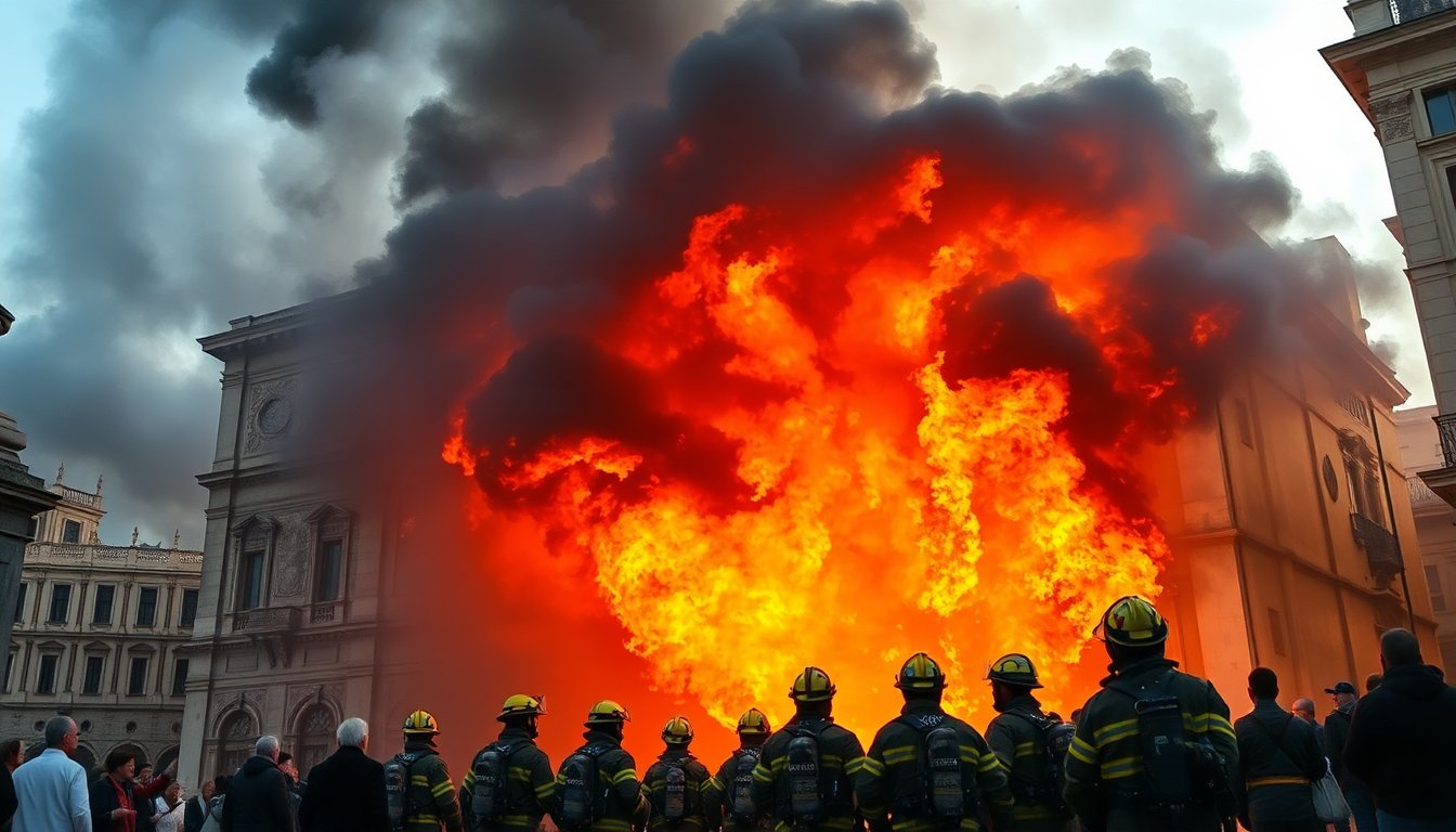 incendio a roma palazzo storico in fiamme 1761728423